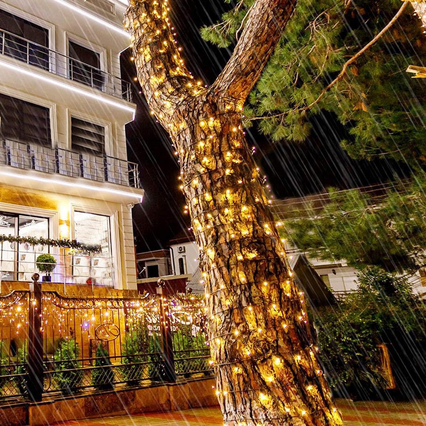 Kalėdinės lemputės su saulės baterija CL4147 12 m, šilta balta, 8 apšvietimo funkcijos