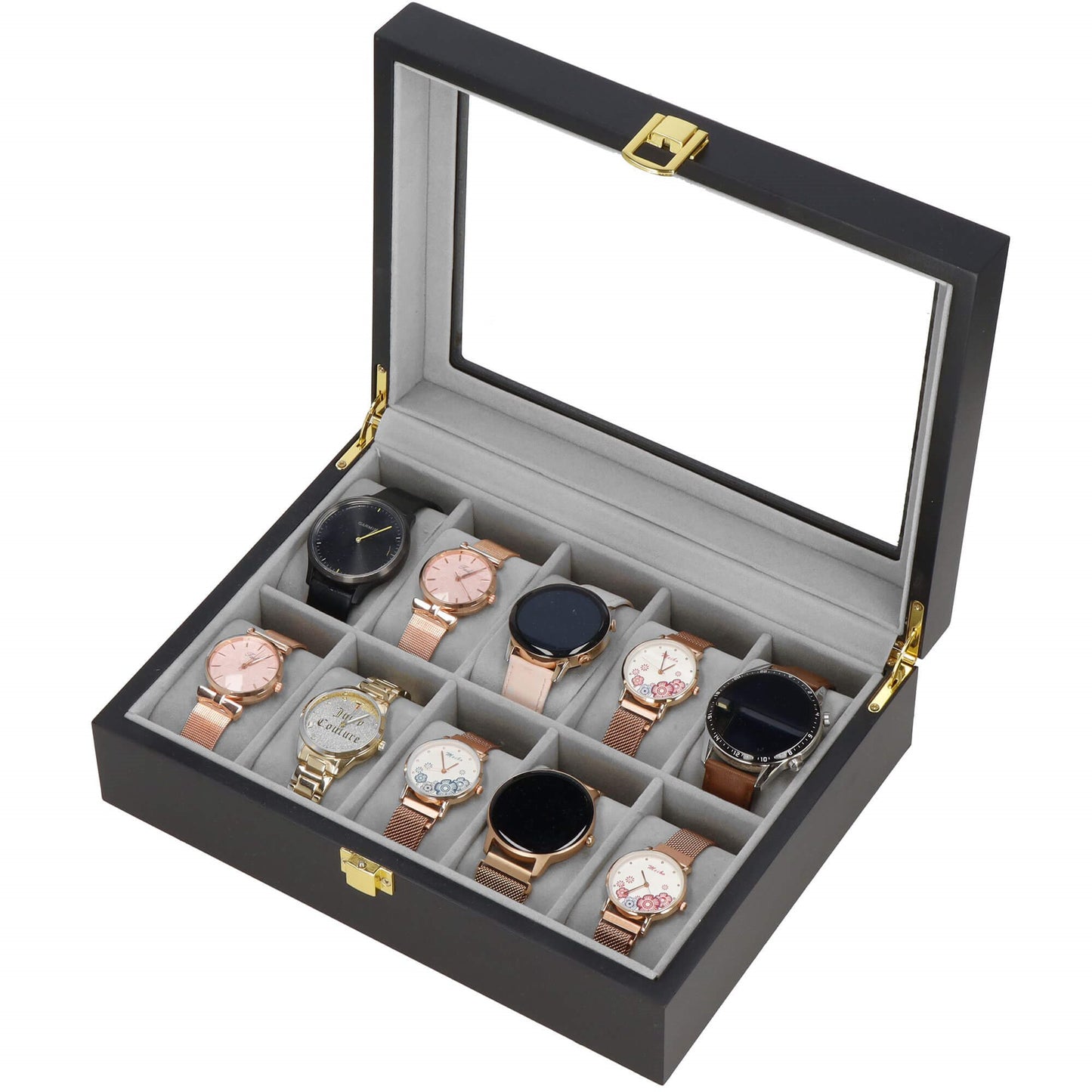 Laikrodžio dėžutė juodos spalvos HA1066 26,5x20x8cm