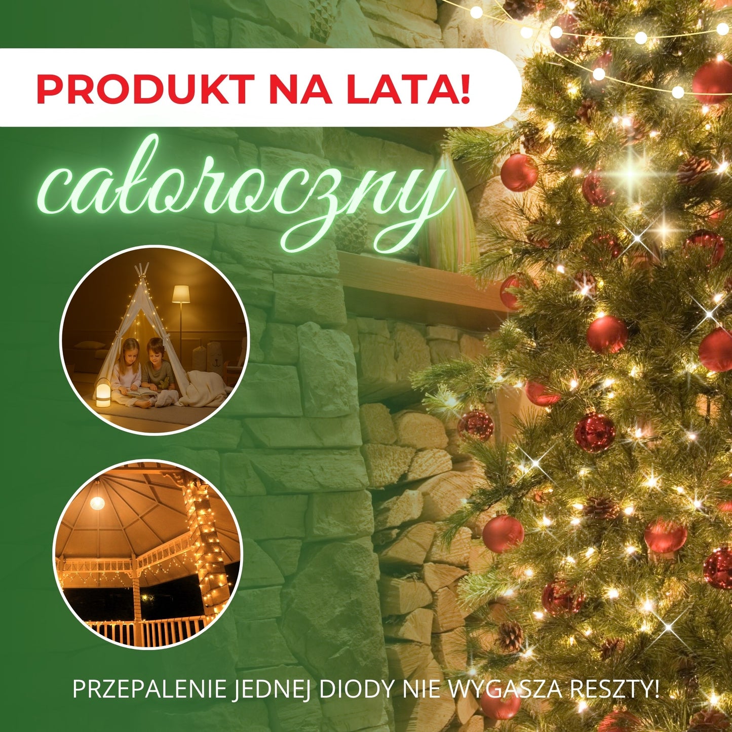 Pavasarinės kalėdinės lemputės CL4096 1000 led, 50m, šilta balta + šaltai balta blykstė