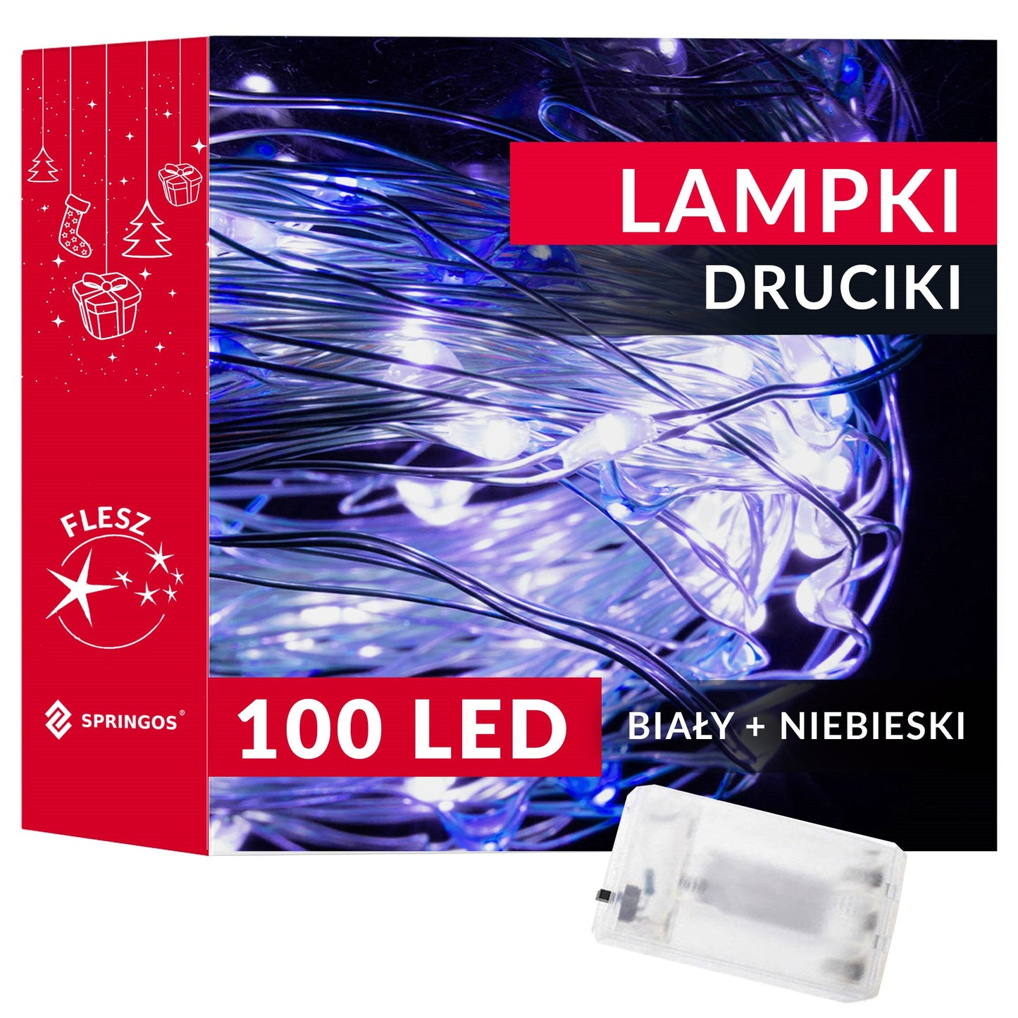 CL0022 LED kalėdinė girlianda 100 LED, šalta balta + mėlyna, 9,9m