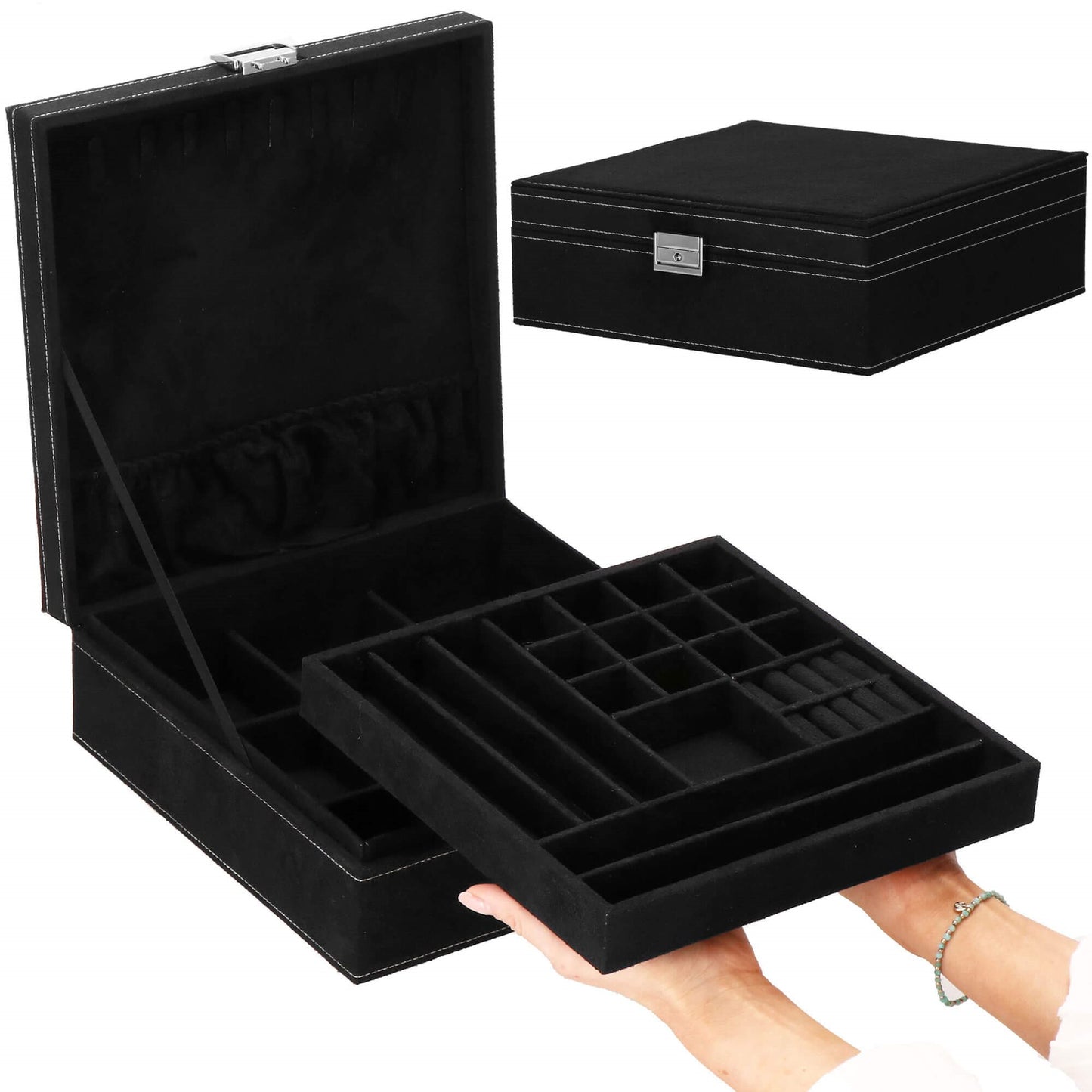 Papuošalų dėžutė juodos spalvos HA1046 26x26x8cm