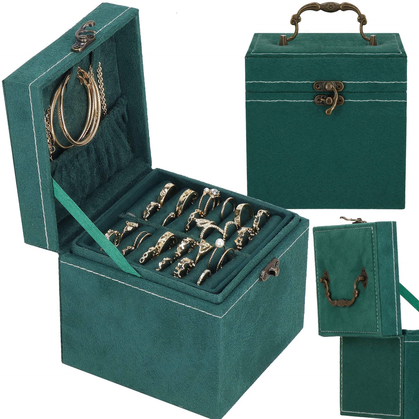 Papuošalų dėžutė žalios spalvos HA1088 12x12x12cm