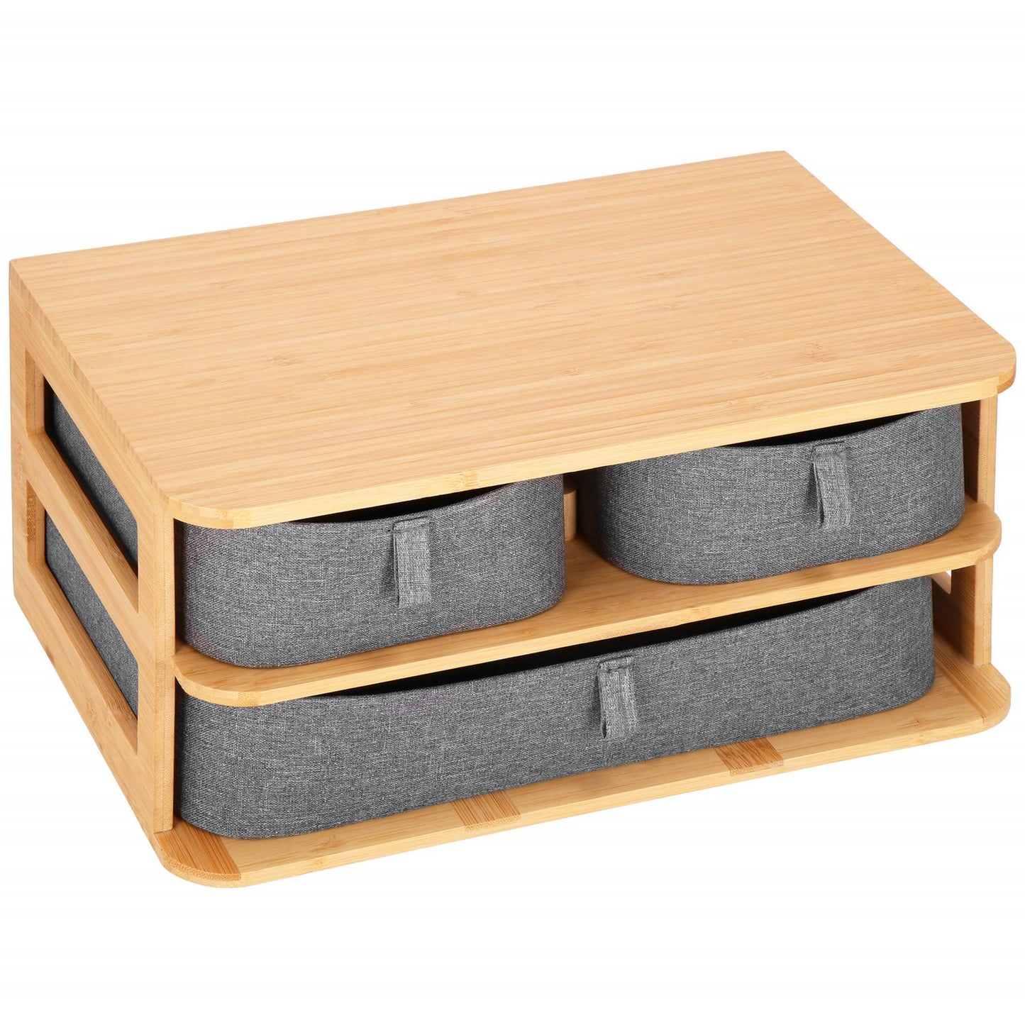 Bambuko papuošalų dėžutė su 3 stalčiais kosmetikai HA0161