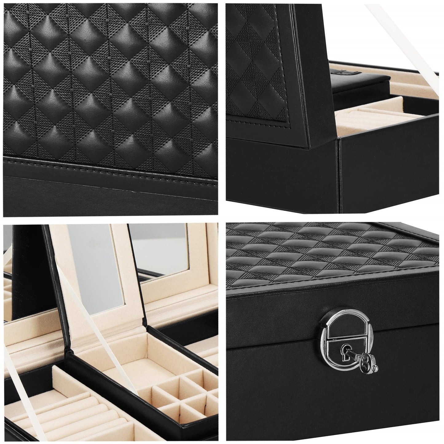 Papuošalų dėžutė juodos spalvos HA1031 25.3x25.3x8.5cm