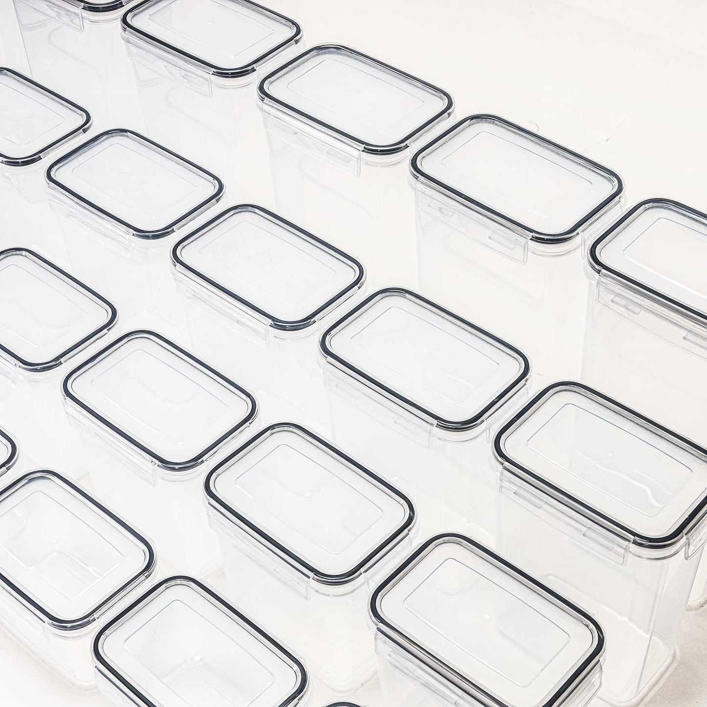 Indeliai, virtuvės organizatoriai maistui, 24 vnt. rinkinys su lipdukais, skaidrūs