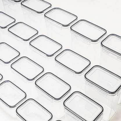 Indeliai, virtuvės organizatoriai maistui, 24 vnt. rinkinys su lipdukais, skaidrūs