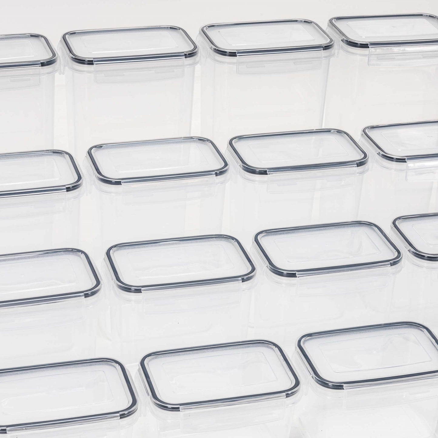 Indeliai, virtuvės organizatoriai maistui, 24 vnt. rinkinys su lipdukais, skaidrūs