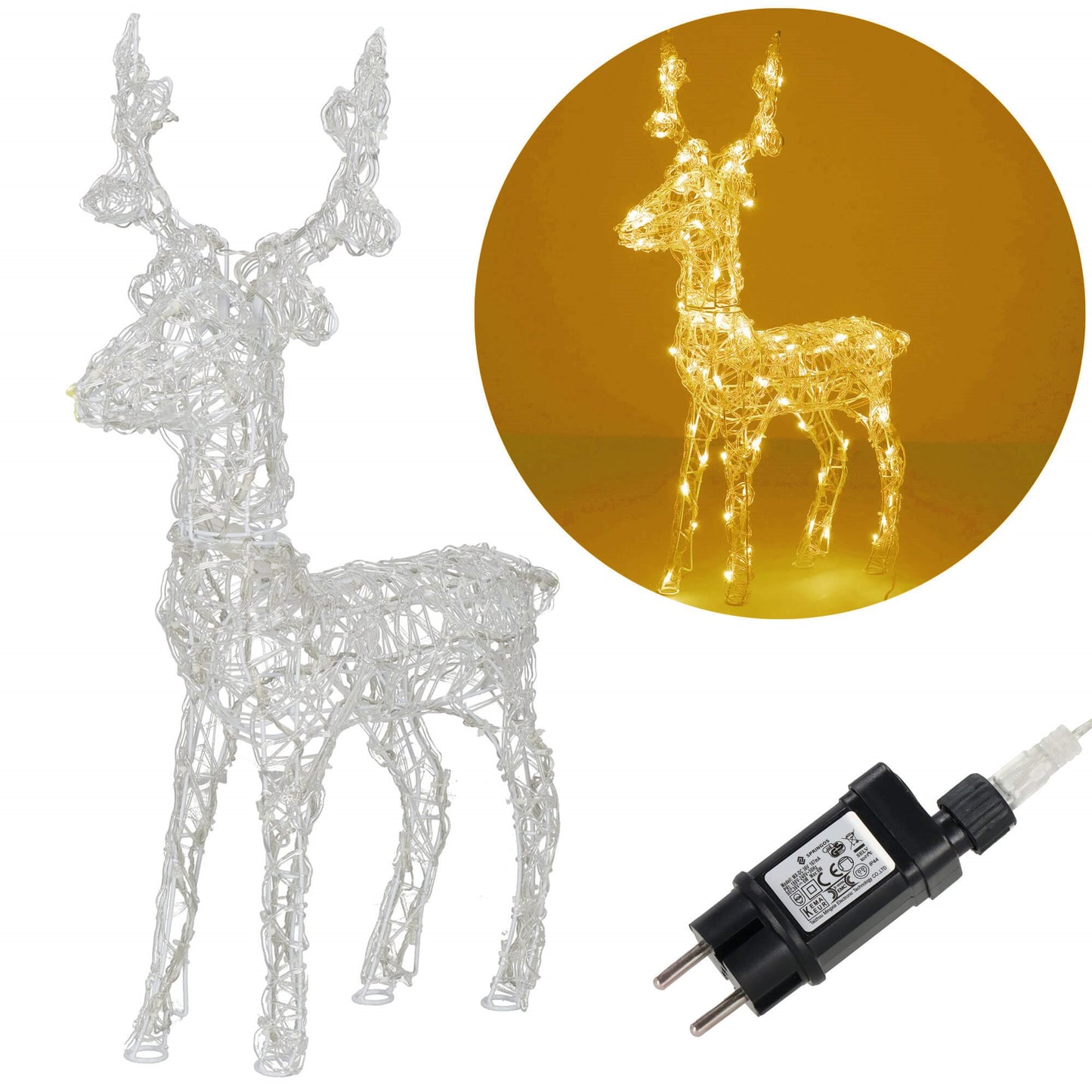 Kalėdinė dekoracija LED elnias CL4122, 100 LED, šiltai balta