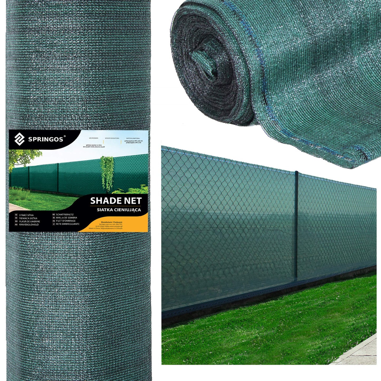 Apsauginis tinklas Springos SN0021 65 g/m2 1,5x50m 200 Kabelių raiščiai,  žalia