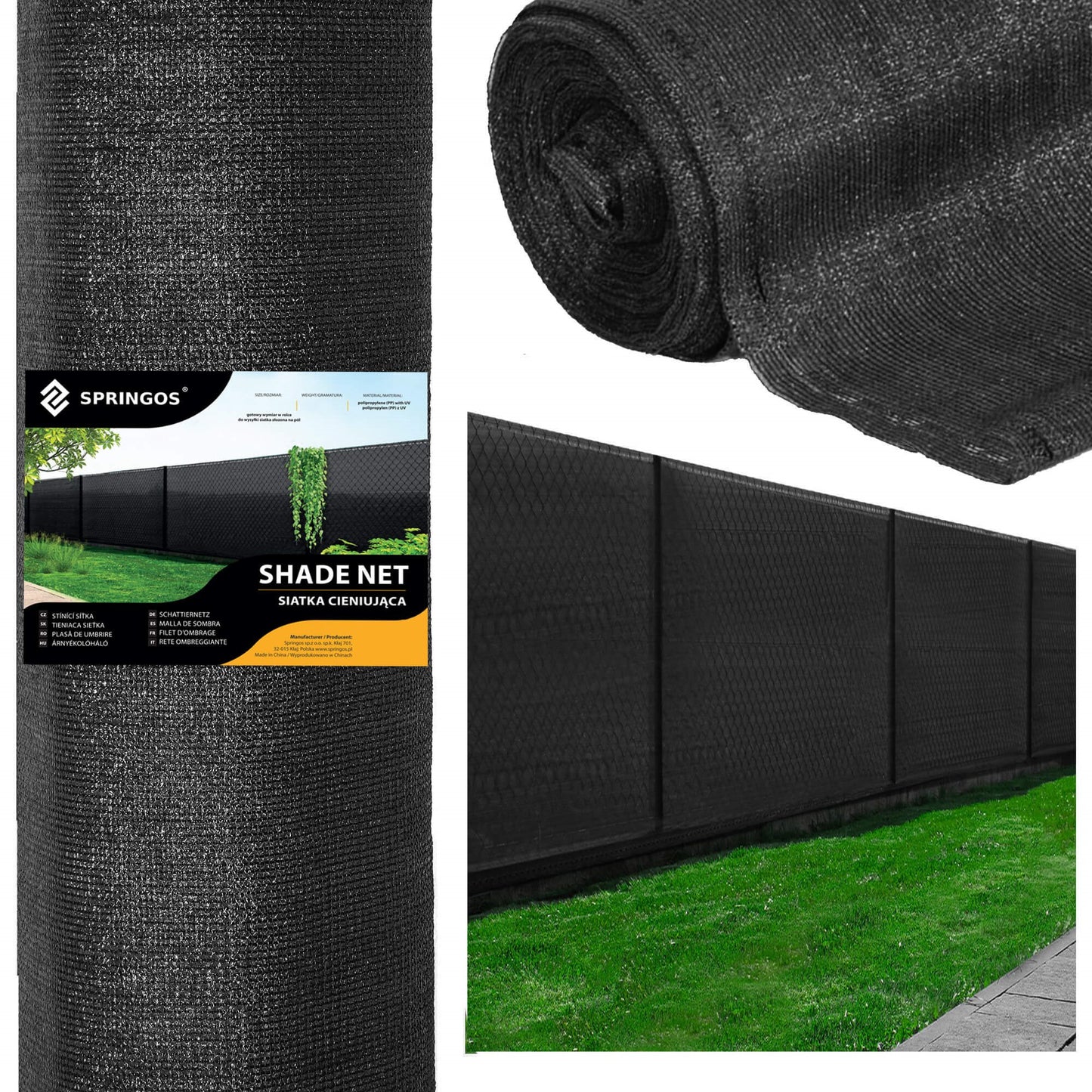 Atspalvių tinklelis Springos SN0040 140 g/m2 1,5x10m 50 Kabelių raiščiai juodi
