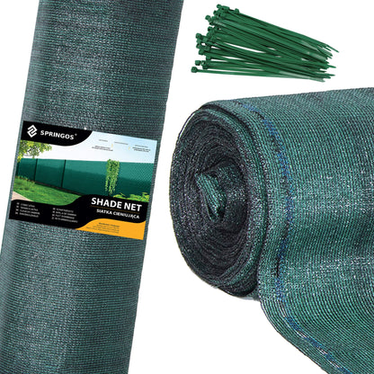 Šešėlių tinklas Springos SN0020 65 g/m2 1,5x25m 100 Kabelių ryšiai, žalia