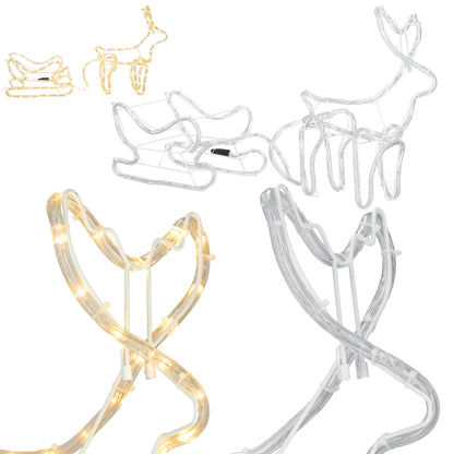 LED Kalėdinė dekoracija — elnias su rogėmis CL4119, 120 cm, šiltai balta