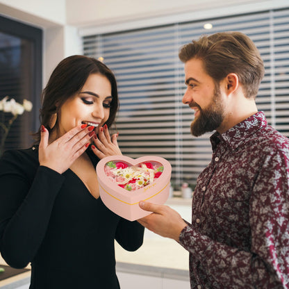 Muilo rožės   SV7444 24 vnt gėlių dėžutės gėlių rinkinys širdelės dėžutėje rožinė