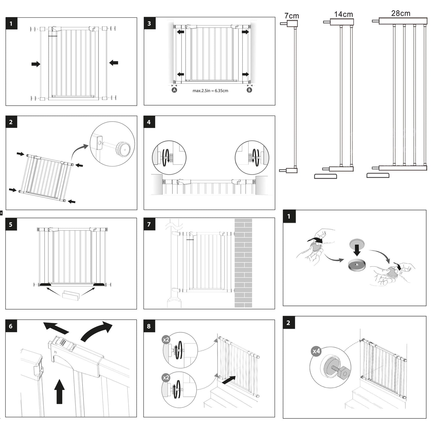 Laiptų apsauginiai vartai G0012C 75-110 cm