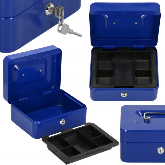 Pinigų dėžutė, metalinis seifas VS5039, 20x16x9 cm, dėžė, mėlyna