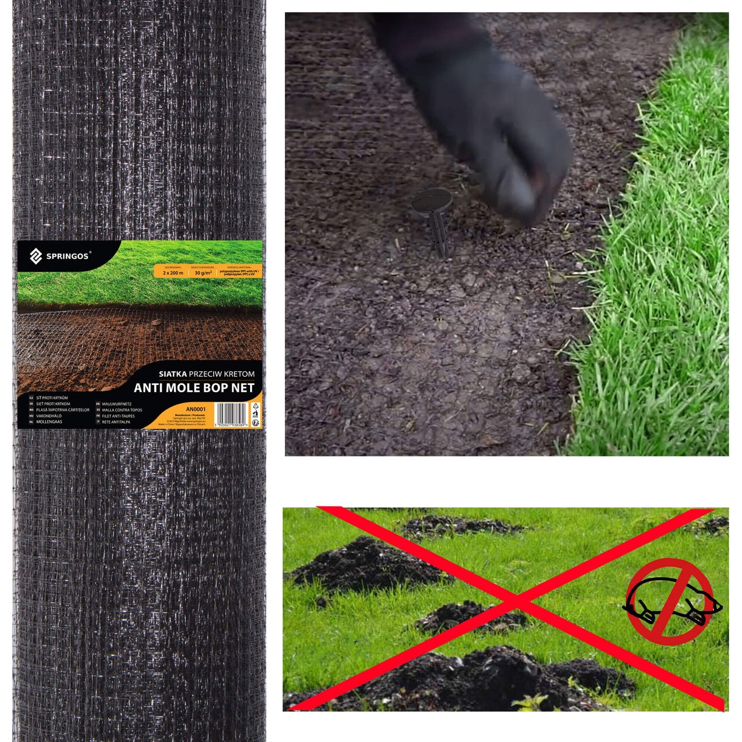 Tinklelis nuo kurmių Springus AN0007 30g/m2 1x25 m