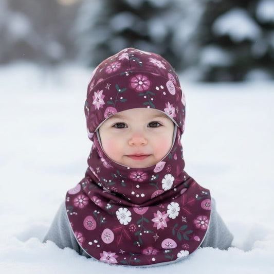 Terminis merino balaklava vaikams CLAVAN - Žiemos gėlės