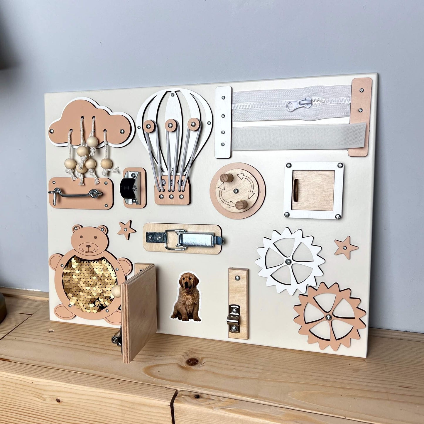 Extra small busy board with doors (30×40 cm)