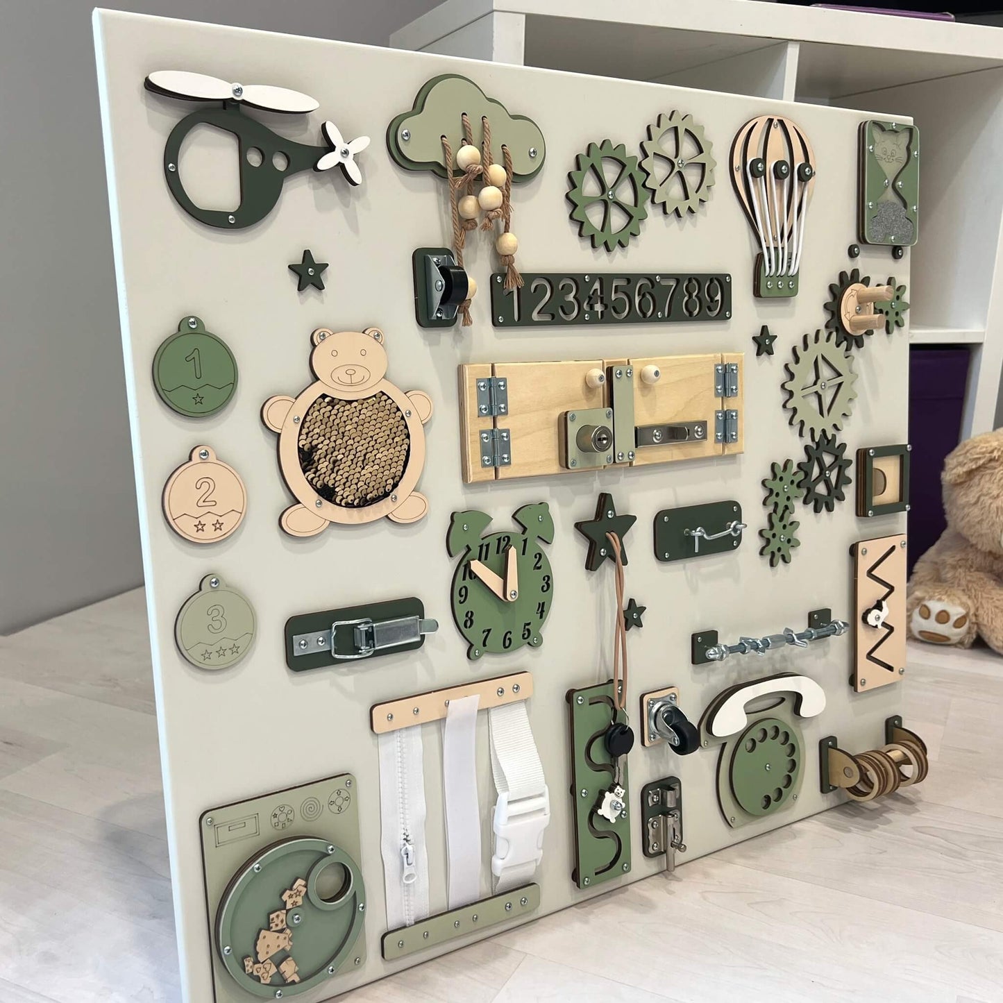 Large Montessori busy board for learning (60×70 cm)