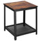 Kvadratinis kavos staliukas su lentyna  HF0026, 45x45x55 cm, loft stilius, juoda/ruda