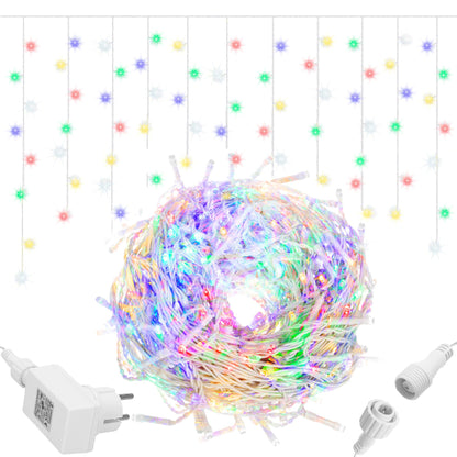 CL0519 Lauko girlianda varvekliai, blykstė 500 LED, 20m, įvairiaspalvė + šaltai balta blykstė