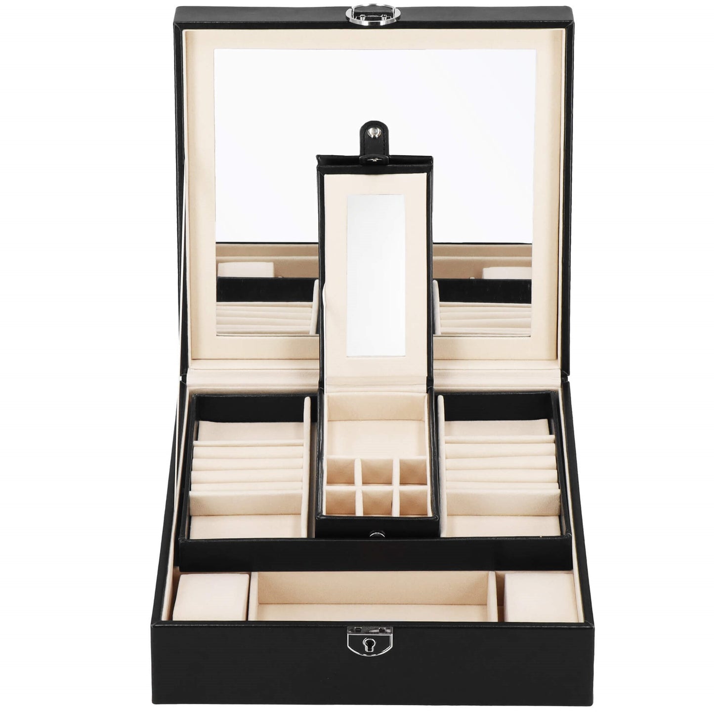 Papuošalų dėžutė juodos spalvos HA1031 25.3x25.3x8.5cm