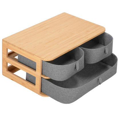 Bambuko papuošalų dėžutė su 3 stalčiais kosmetikai HA0161