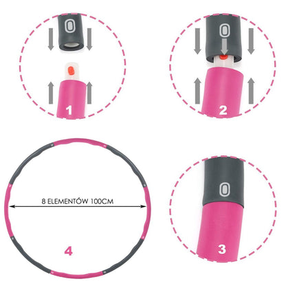 Hula masažinis lankas  SA0067 100 cm rožinė-pilka