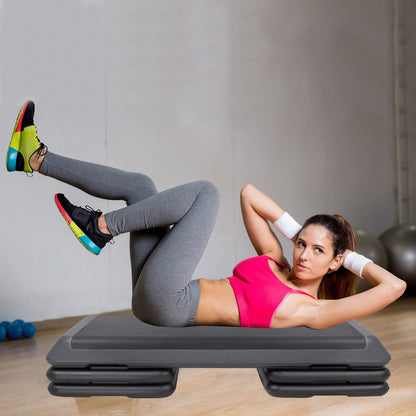 Aerobikos stepas 3 aukščiai,  FA0107, juoda-pilka