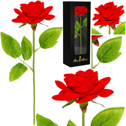 Rožė ant stiebo dovanų dėžutėje su magnetiniu užsegimu – juoda / raudona / žalia HA7449