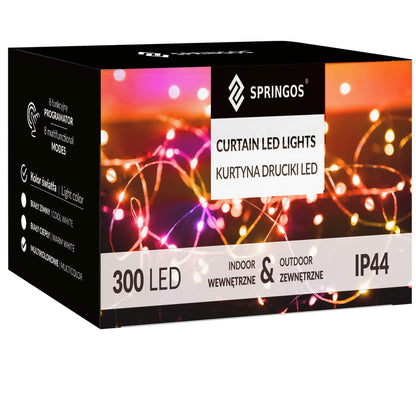 Šviesos užuolaida  CL0335 300 LED,daugiaspalvė + blyksnis