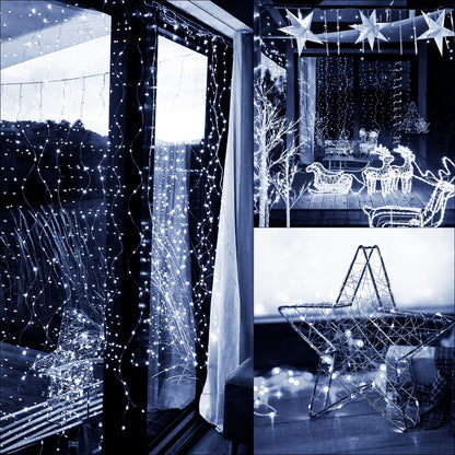 Šviesos užuolaida  CL0184 300 LED girlianda šaltai balta šviesa vidui ir laukui