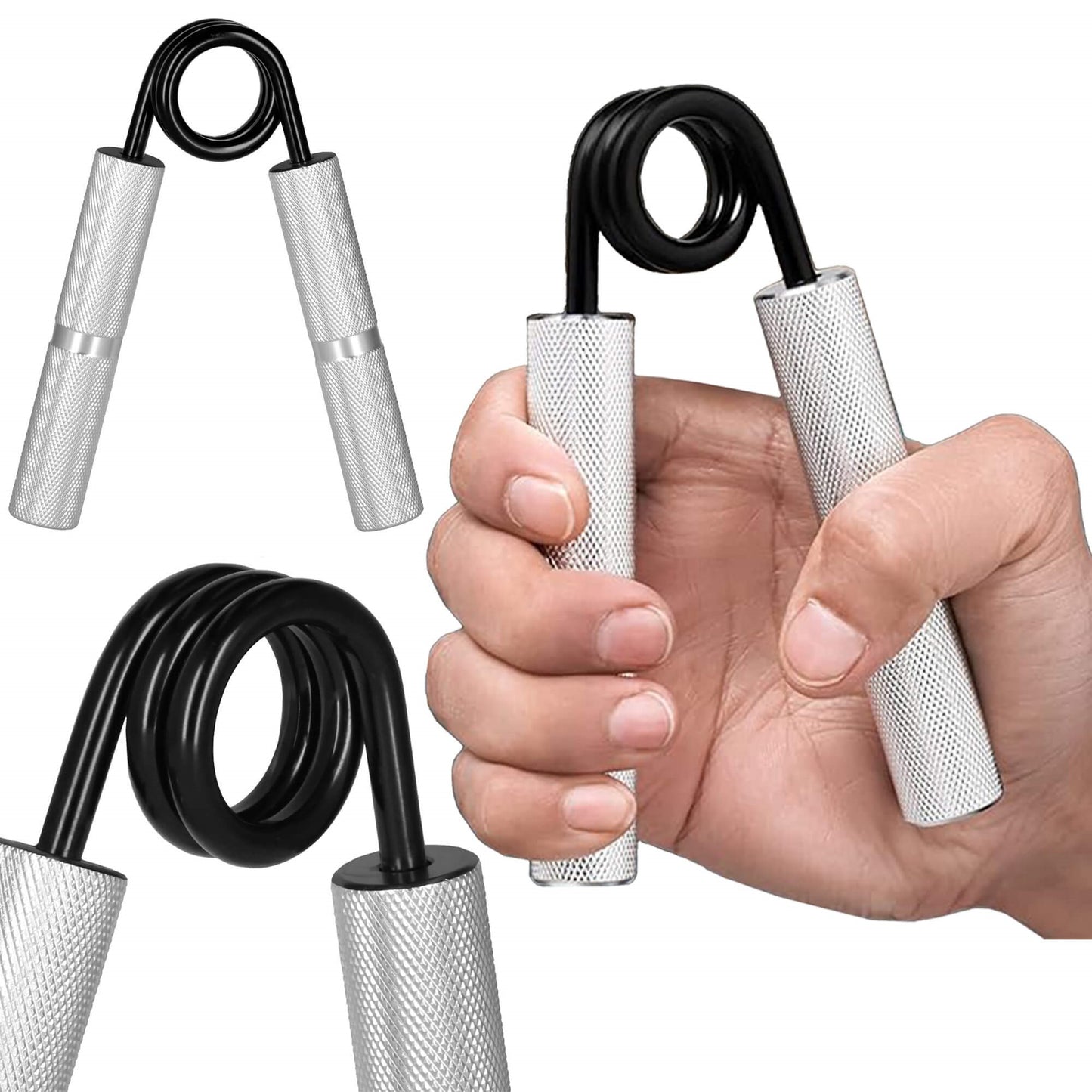 Metalinis rankų treniruoklis, pasipriešinimas 45 kg rankų pratimams,  FA0149, sidabrinė-juoda