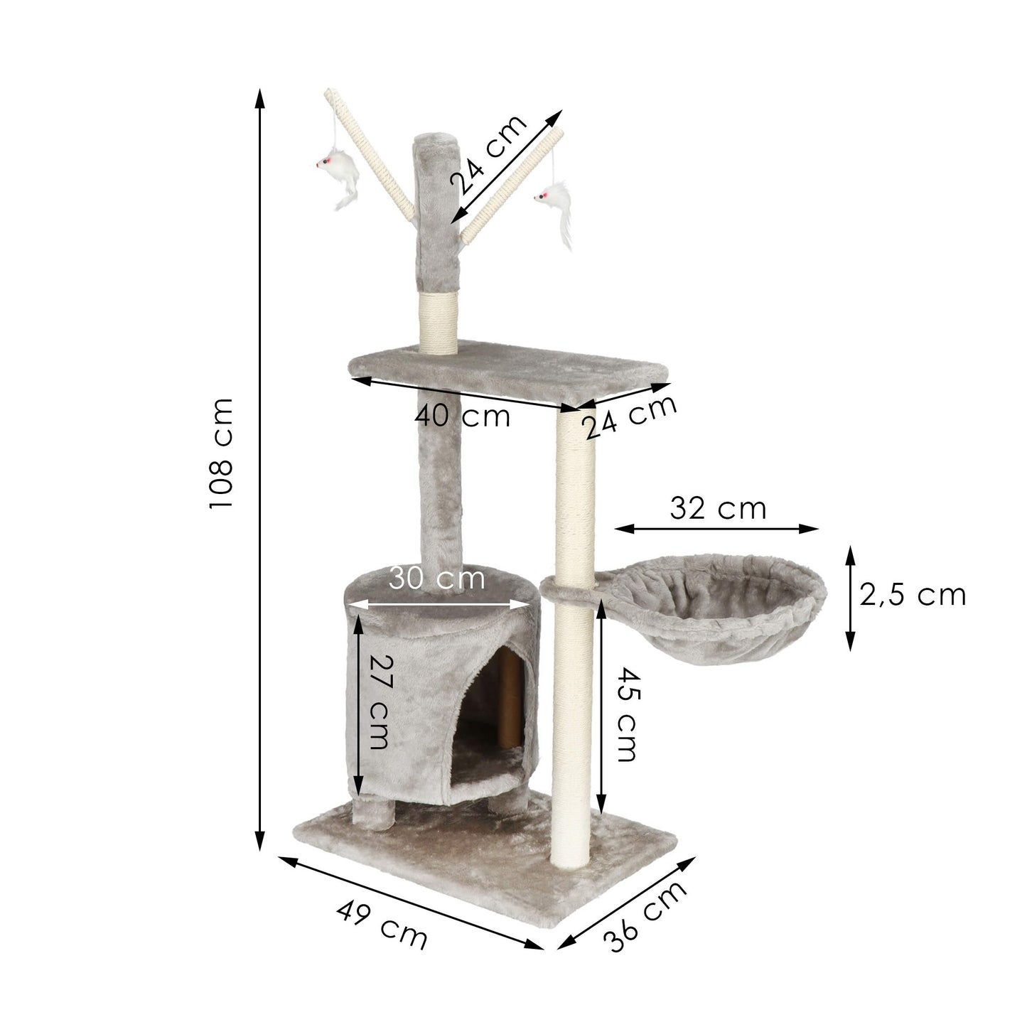 Daugiapakopis kačių namas e PA1037 108 cm