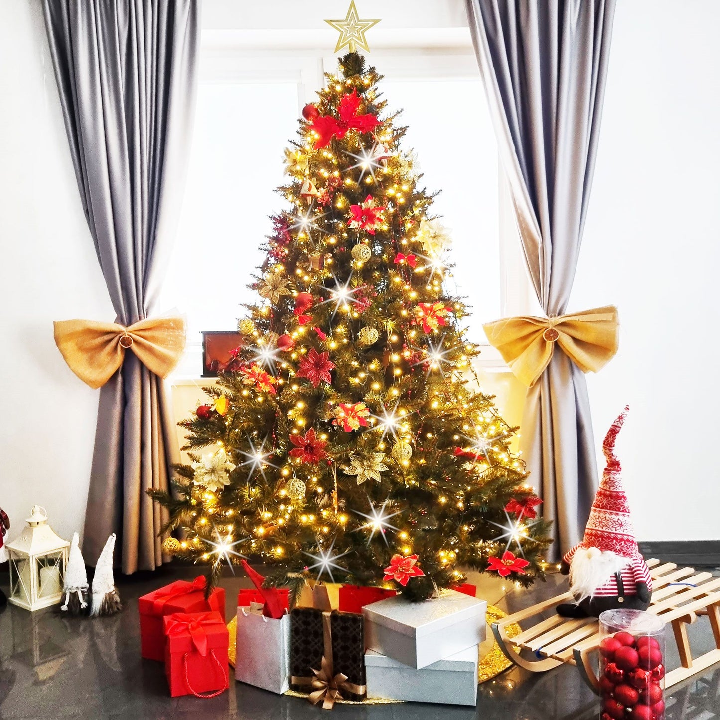 Pavasarinės kalėdinės lemputės CL4096 1000 led, 50m, šilta balta + šaltai balta blykstė