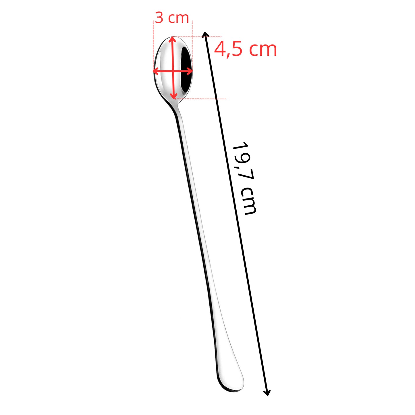 Latte ir desertinės šaukšteliai  HA7498, 6 vnt., nerūdijantis plienas, 19,7 cm, sidabriniai