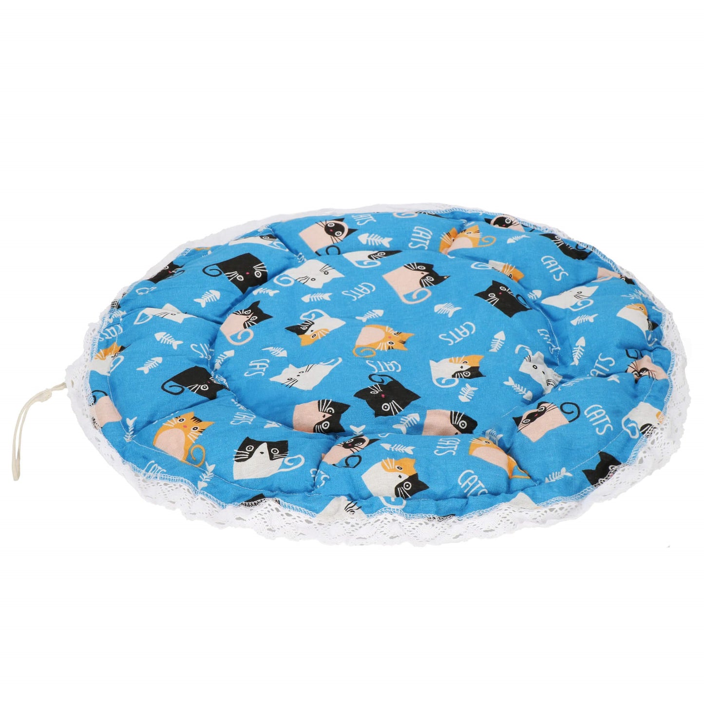 Apvalus šunų ir kačių guolis  PA0242 skersmuo 73 cm pliušinis gultas sutraukiama briauna mėlynas