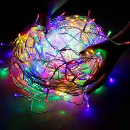 Lauko girlianda varvekliai CL0319 300 LED 12 m, įvairiaspalvė + šaltai balta blykstė