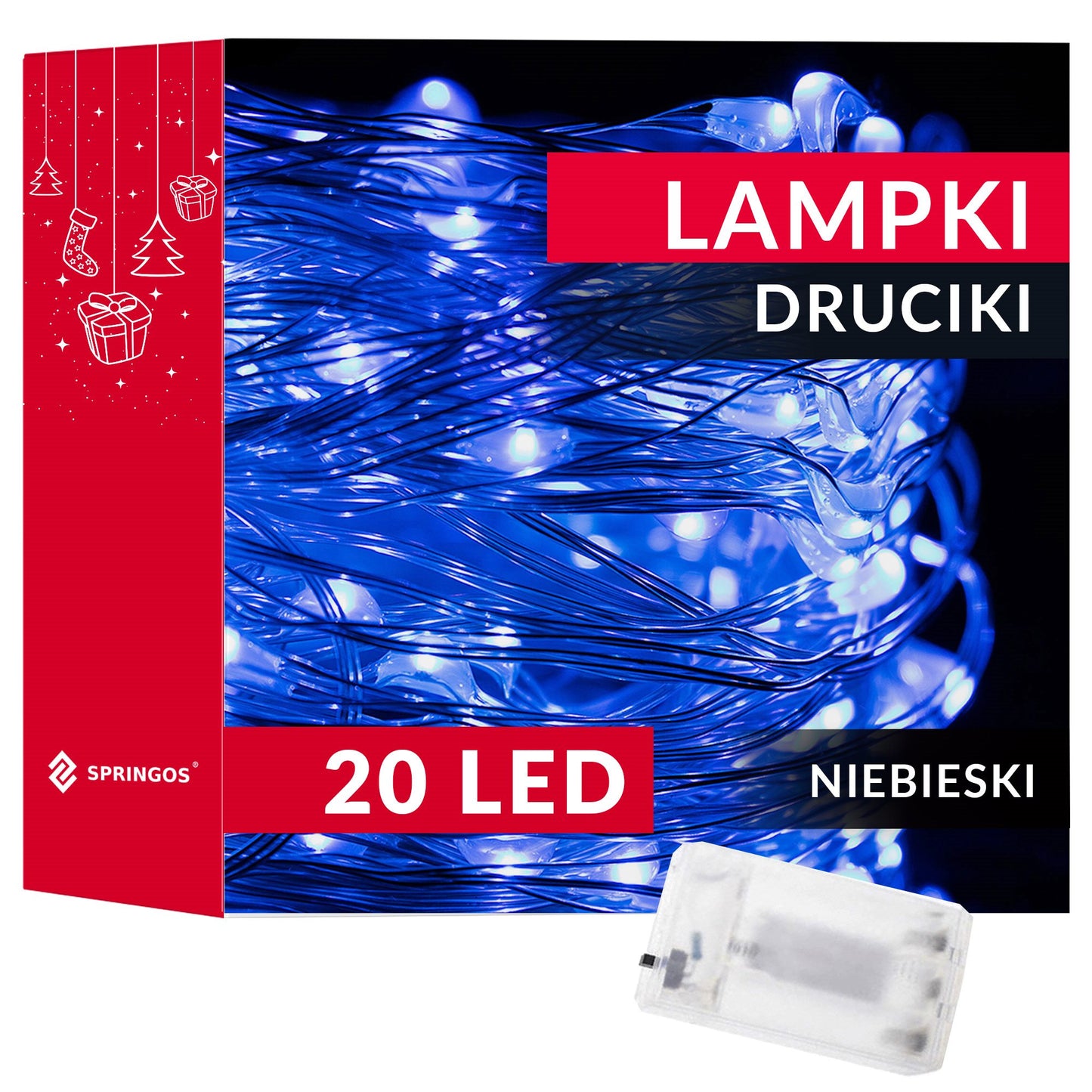 CL0007 LED kalėdinė girlianda 20 LED, mėlyna, 1.9m