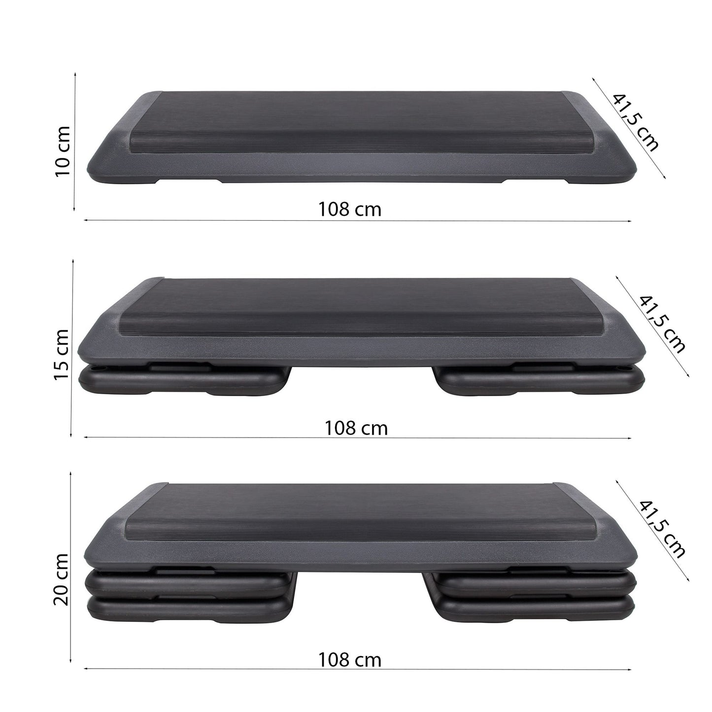 Aerobikos stepas 3 aukščiai,  FA0107, juoda-pilka