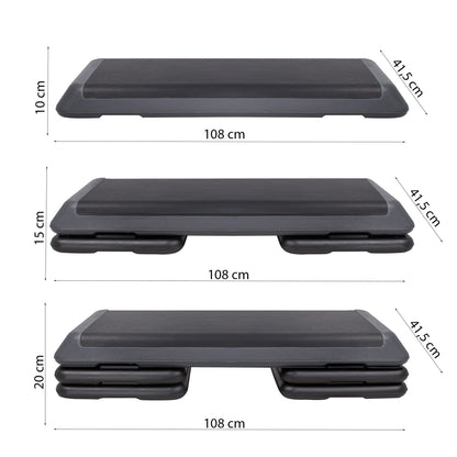 Aerobikos stepas 3 aukščiai,  FA0107, juoda-pilka