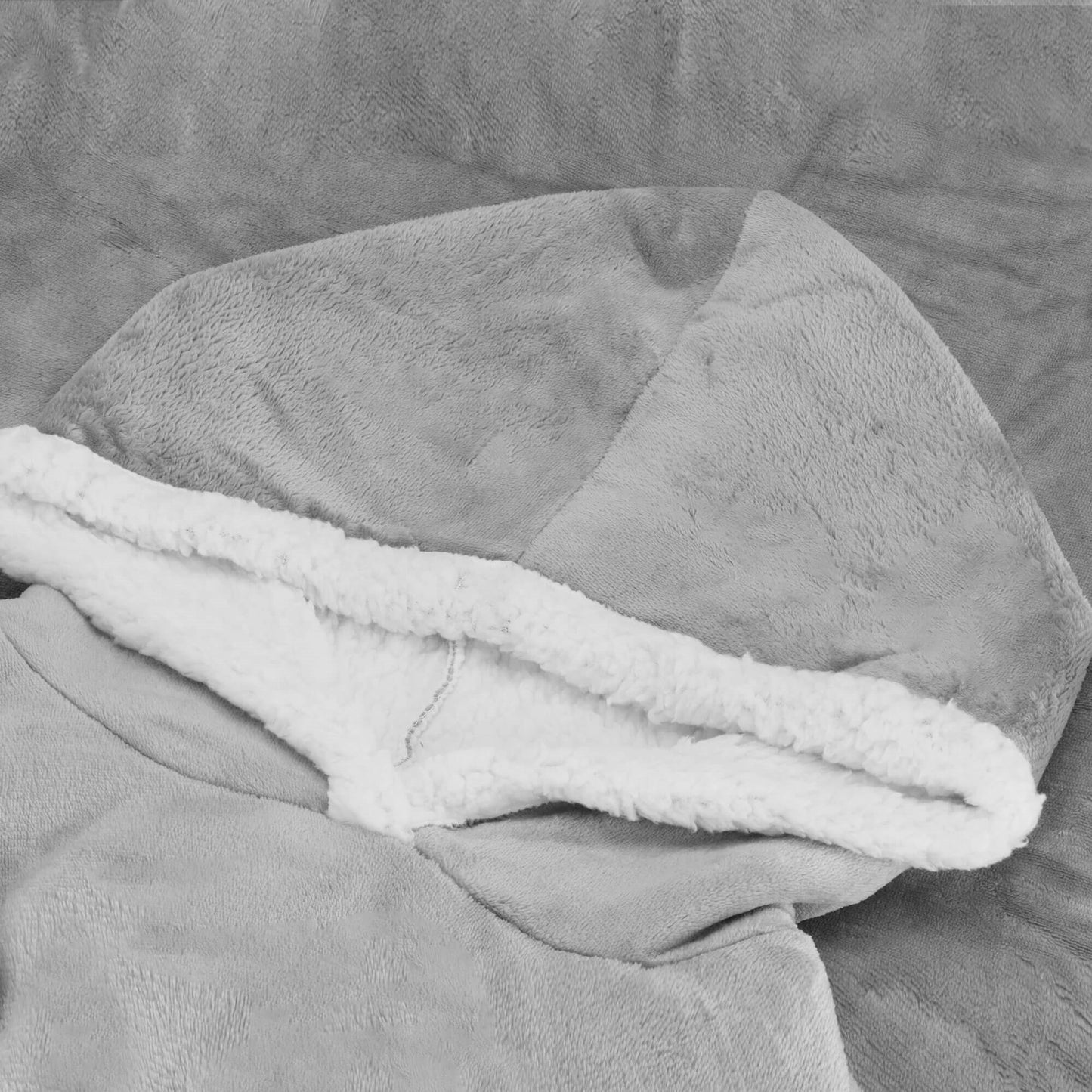 Hoodie Blanket – šiltas megztinis–pledas XXL, pilka/balta v2