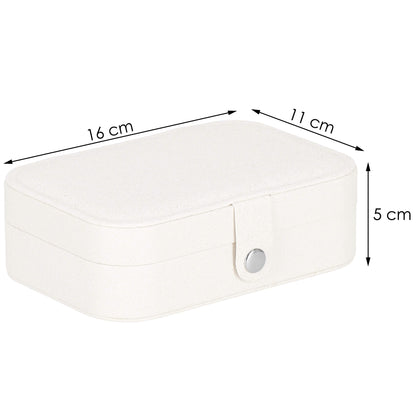 Papuošalų dėžutė  SV1034, 16x11x5 cm, kreminė su blizgučiais, ekologiška oda, organizatorius su pertvaromis