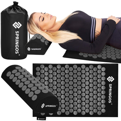 Akupresūros kilimėlis  SA0156, rinkinys su pagalve ir užvalkalu, skirtas masažui, raumenų skausmui