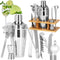 Barmeno rinkinys plaktuvas stovas KI0022 9 vnt. sidabrinis