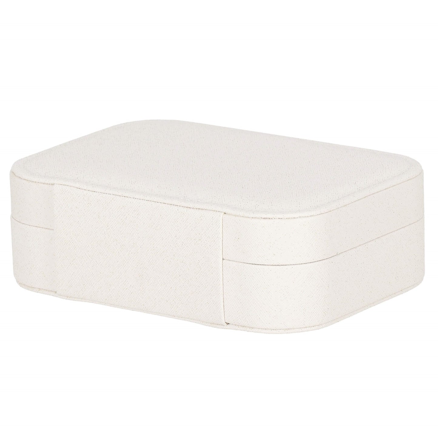 Papuošalų dėžutė  SV1034, 16x11x5 cm, kreminė su blizgučiais, ekologiška oda, organizatorius su pertvaromis