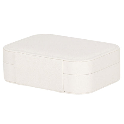 Papuošalų dėžutė  SV1034, 16x11x5 cm, kreminė su blizgučiais, ekologiška oda, organizatorius su pertvaromis