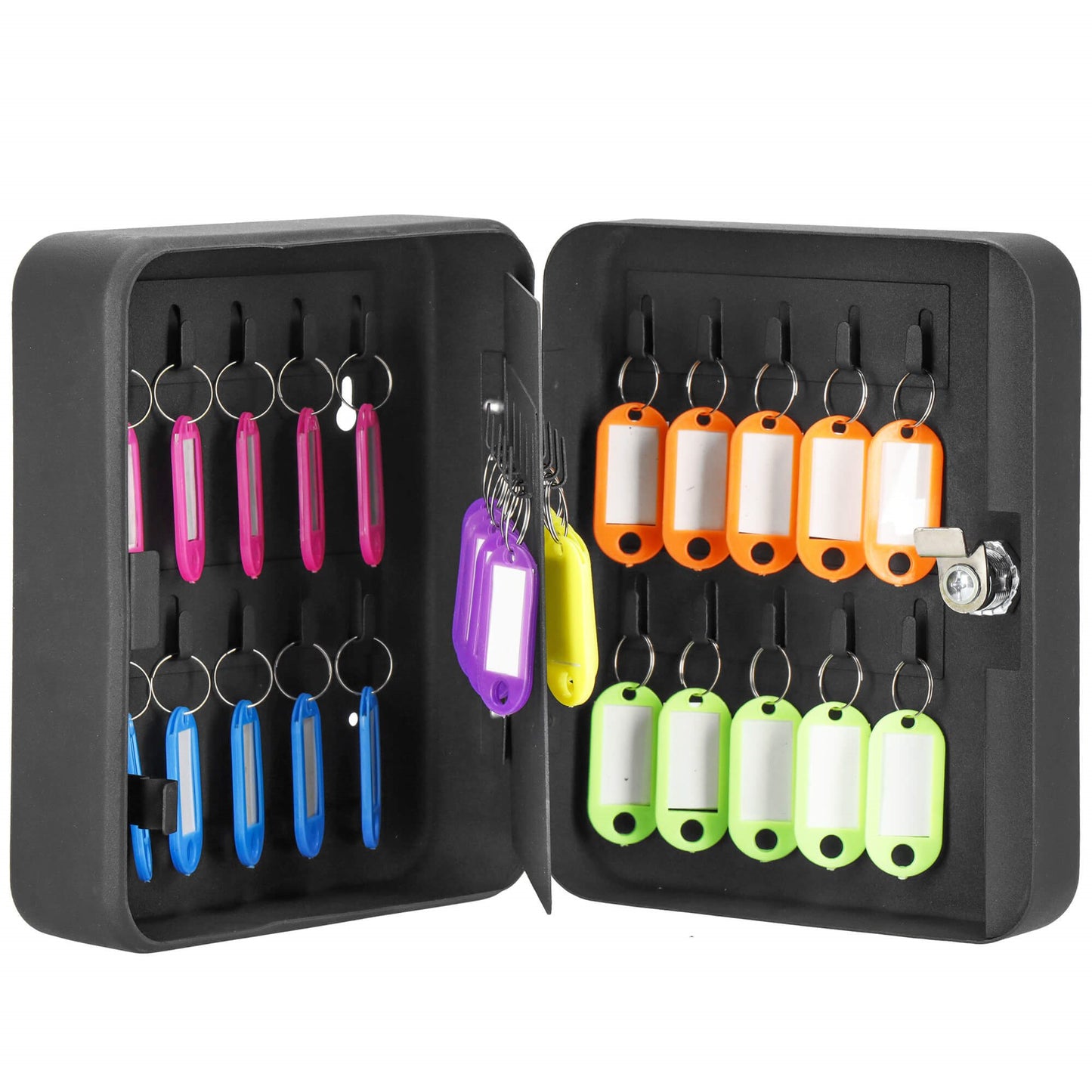 Raktų dėžutė su 30 pakabukais, metalinis seifas VS5030, juoda dėžė