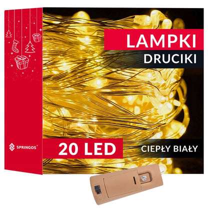 Kalėdinės eglutės lemputės, 20 LED,  CL0026, maitinamos baterijomis
