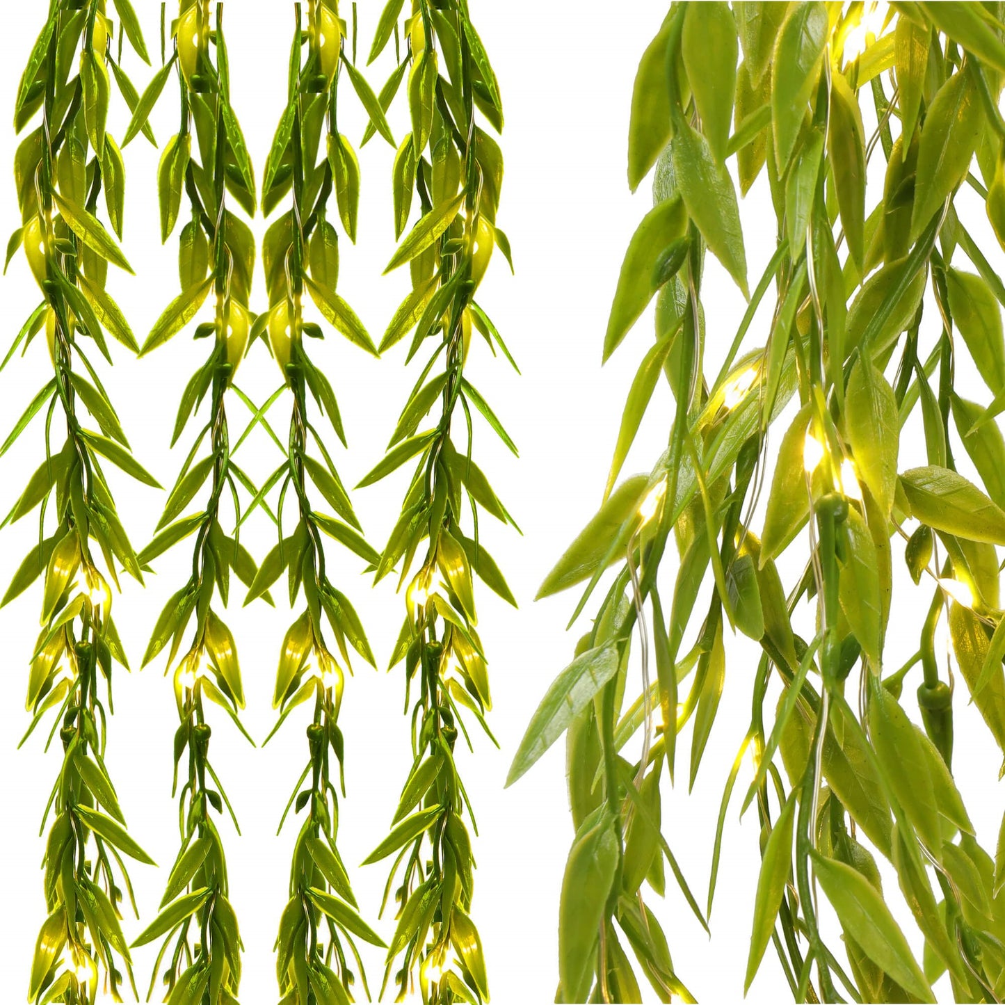 LED girlianda su dirbtiniais Ruskuso lapais, šviesos dekoracija CL4125